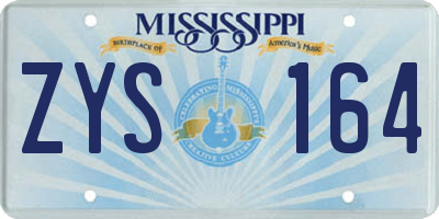 MS license plate ZYS164