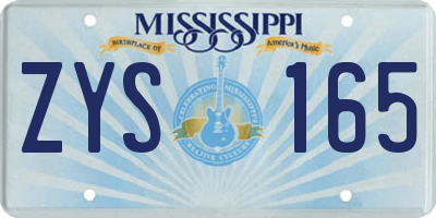 MS license plate ZYS165