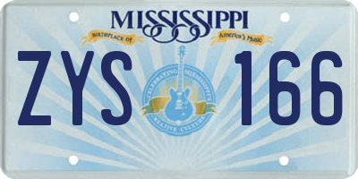 MS license plate ZYS166