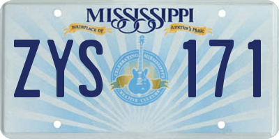 MS license plate ZYS171