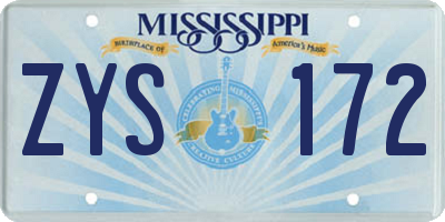 MS license plate ZYS172