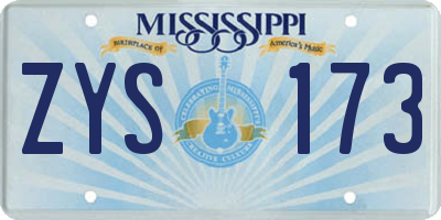 MS license plate ZYS173