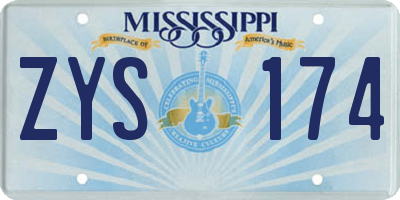 MS license plate ZYS174