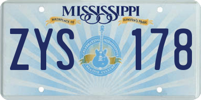MS license plate ZYS178