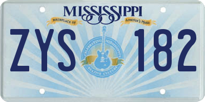 MS license plate ZYS182