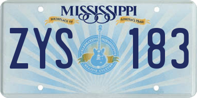 MS license plate ZYS183