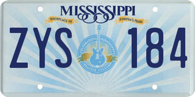 MS license plate ZYS184
