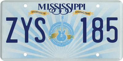 MS license plate ZYS185