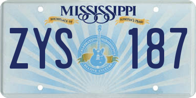 MS license plate ZYS187