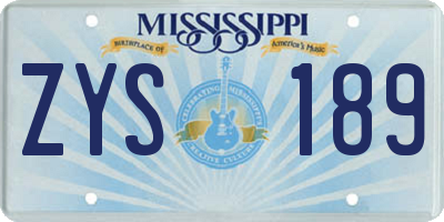 MS license plate ZYS189