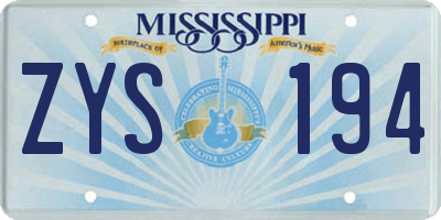 MS license plate ZYS194