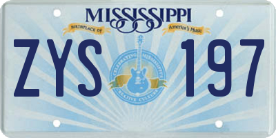 MS license plate ZYS197