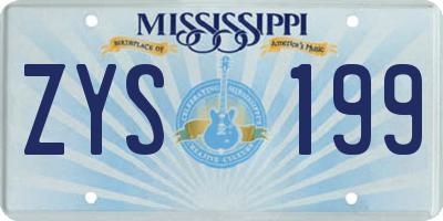 MS license plate ZYS199