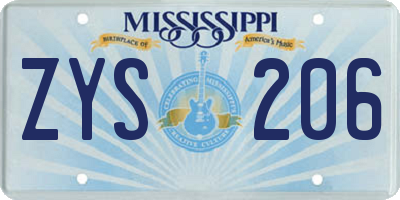 MS license plate ZYS206