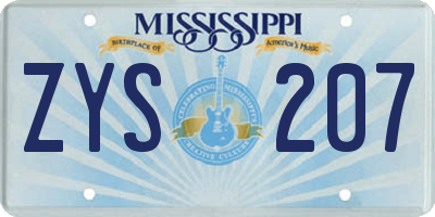 MS license plate ZYS207
