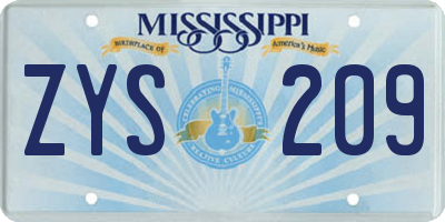 MS license plate ZYS209