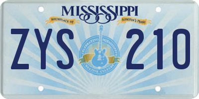 MS license plate ZYS210