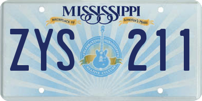 MS license plate ZYS211