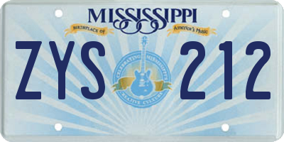 MS license plate ZYS212