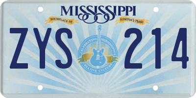 MS license plate ZYS214