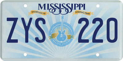 MS license plate ZYS220