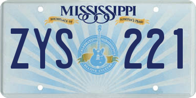 MS license plate ZYS221