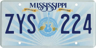 MS license plate ZYS224