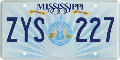 MS license plate ZYS227