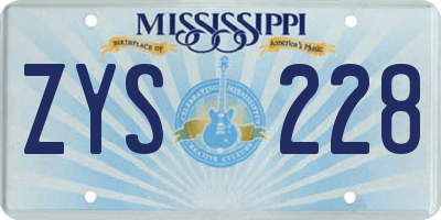 MS license plate ZYS228