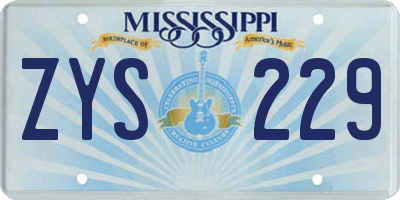 MS license plate ZYS229