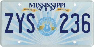 MS license plate ZYS236
