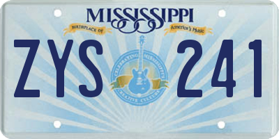 MS license plate ZYS241