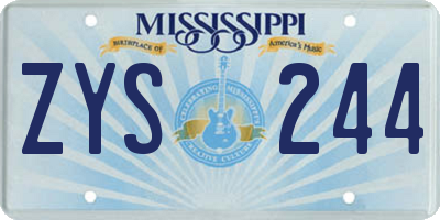 MS license plate ZYS244