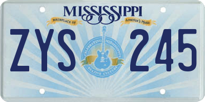 MS license plate ZYS245