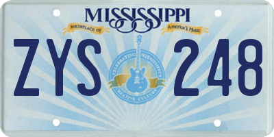 MS license plate ZYS248