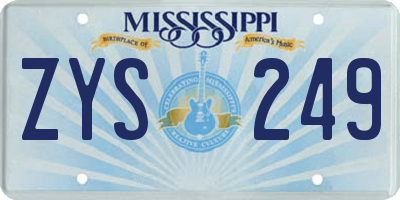 MS license plate ZYS249