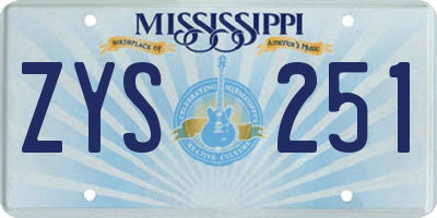 MS license plate ZYS251