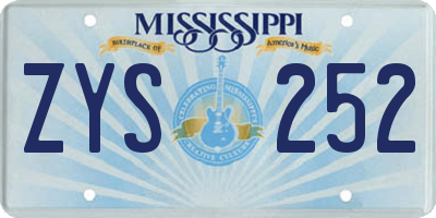 MS license plate ZYS252