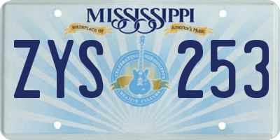 MS license plate ZYS253