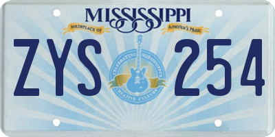 MS license plate ZYS254