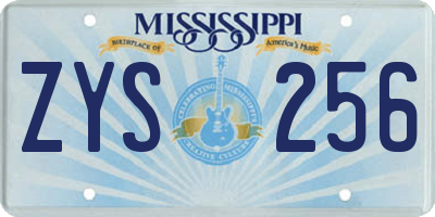 MS license plate ZYS256