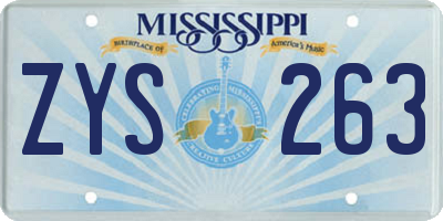 MS license plate ZYS263