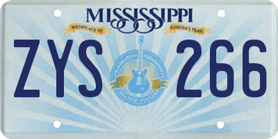 MS license plate ZYS266
