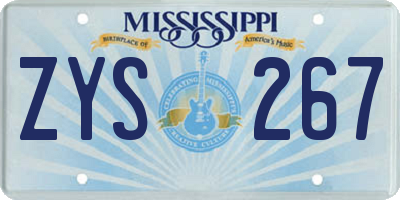 MS license plate ZYS267