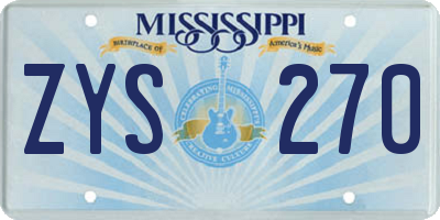 MS license plate ZYS270