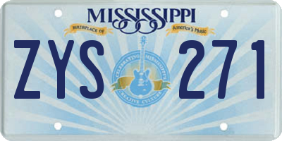 MS license plate ZYS271
