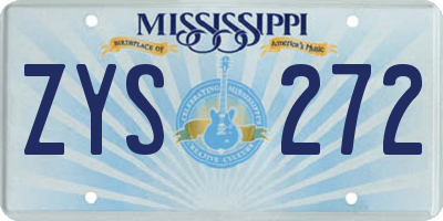MS license plate ZYS272