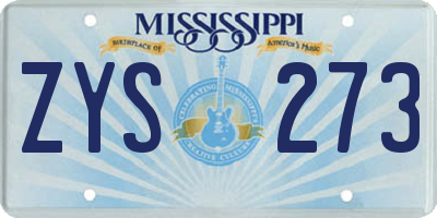 MS license plate ZYS273