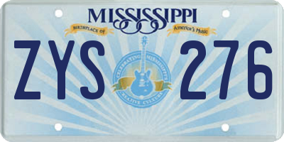 MS license plate ZYS276