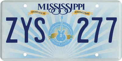 MS license plate ZYS277